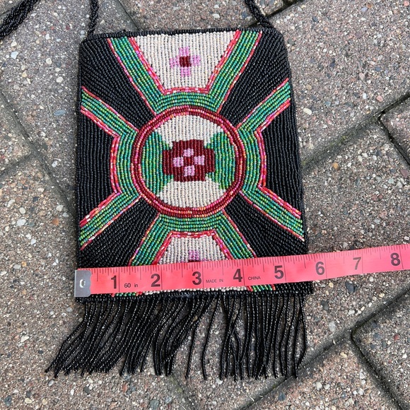 Artisan Beaded Crossbody Bag in Black and Multicolor - Picture 3 of 8